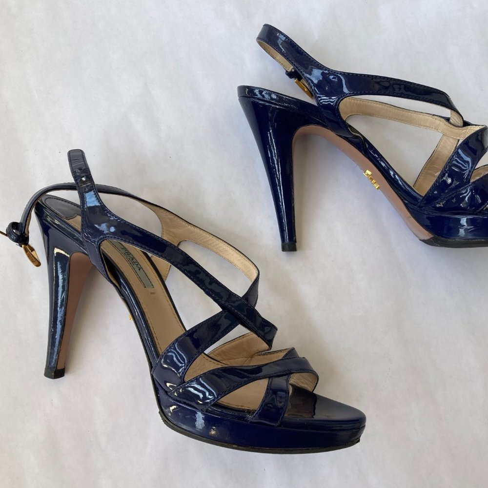 Heeled Prada Sandals Patent Leather